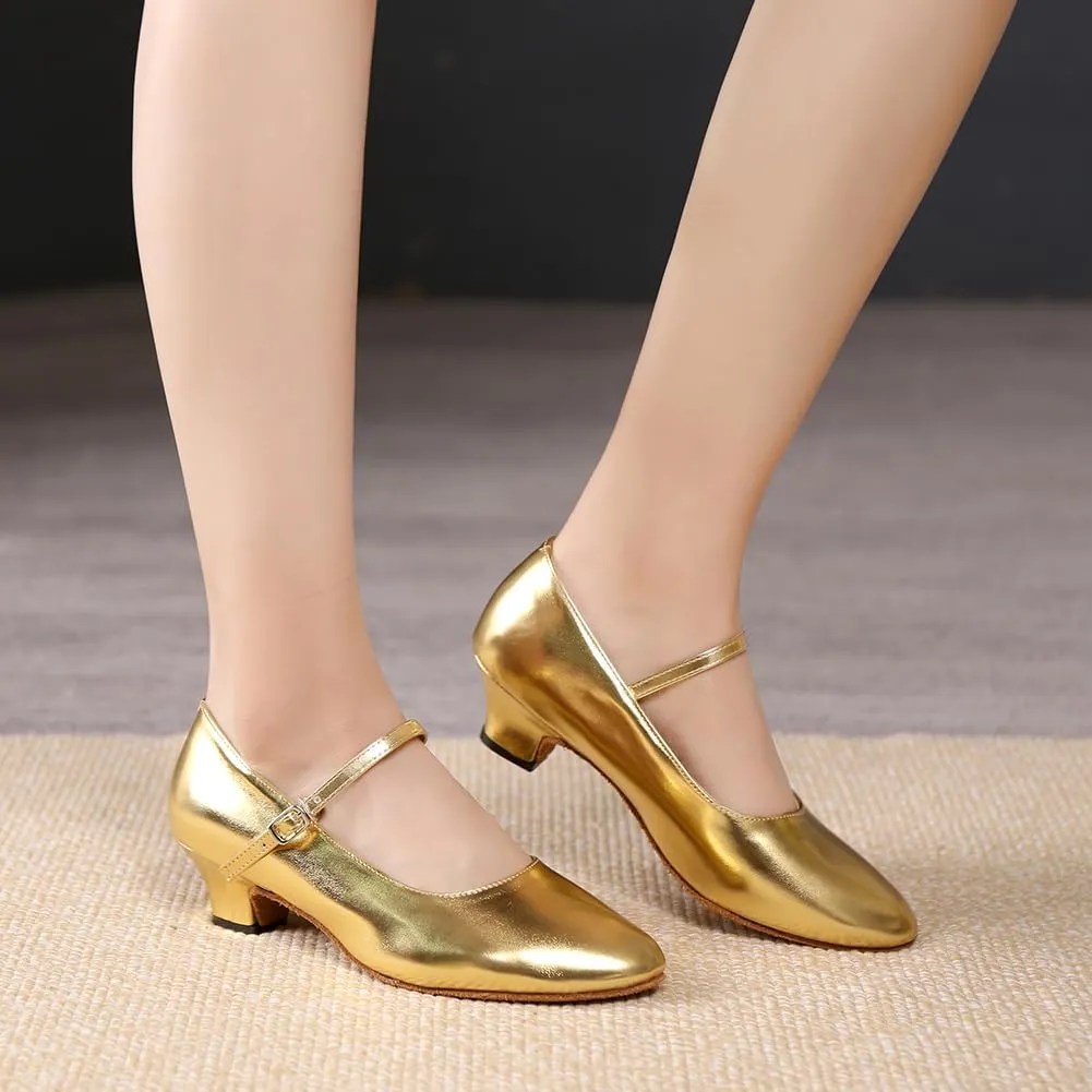SWDZM Ballroom Dance Shoes Women Low Heel Closed Toe Latin Salsa Tango Character Dancing Shoes