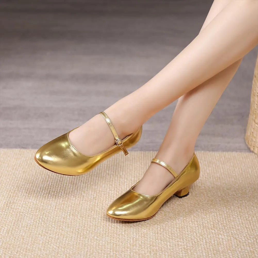 SWDZM Ballroom Dance Shoes Women Low Heel Closed Toe Latin Salsa Tango Character Dancing Shoes