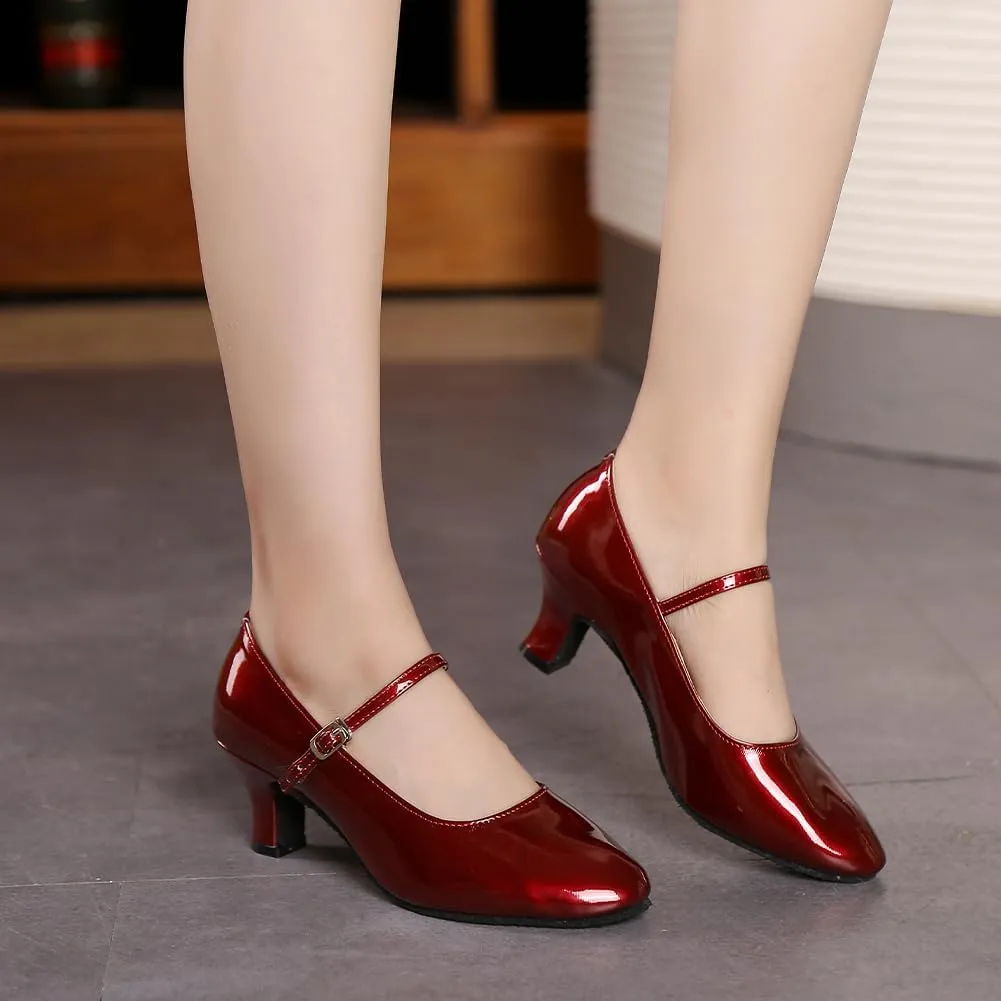 SWDZM Ballroom Dance Shoes Women Low Heel Closed Toe Latin Salsa Tango Character Dancing Shoes