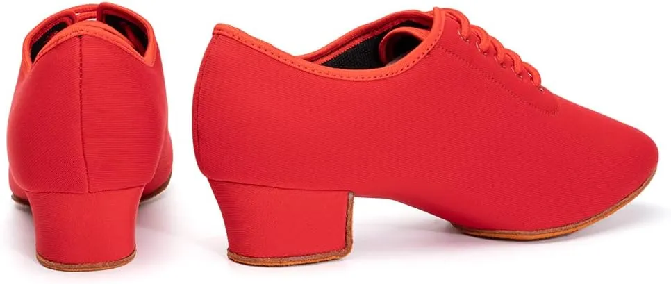 SWDZM Men&Women Ballroom Dance Shoes Low Heel Lace up Latin Salsa Practice Dancing Shoes