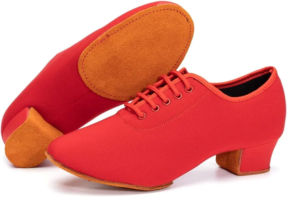 SWDZM Men&Women Ballroom Dance Shoes Low Heel Lace up Latin Salsa Practice Dancing Shoes