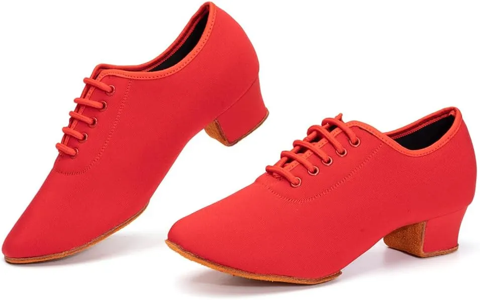 SWDZM Men&Women Ballroom Dance Shoes Low Heel Lace up Latin Salsa Practice Dancing Shoes