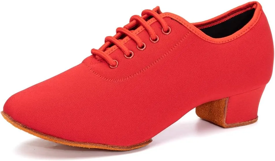 SWDZM Men&Women Ballroom Dance Shoes Low Heel Lace up Latin Salsa Practice Dancing Shoes