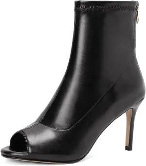 SWDZM Peep Toe Latin Ballroom Dance Shoes Women Boots with Zipper Salsa Burju Dance Heels