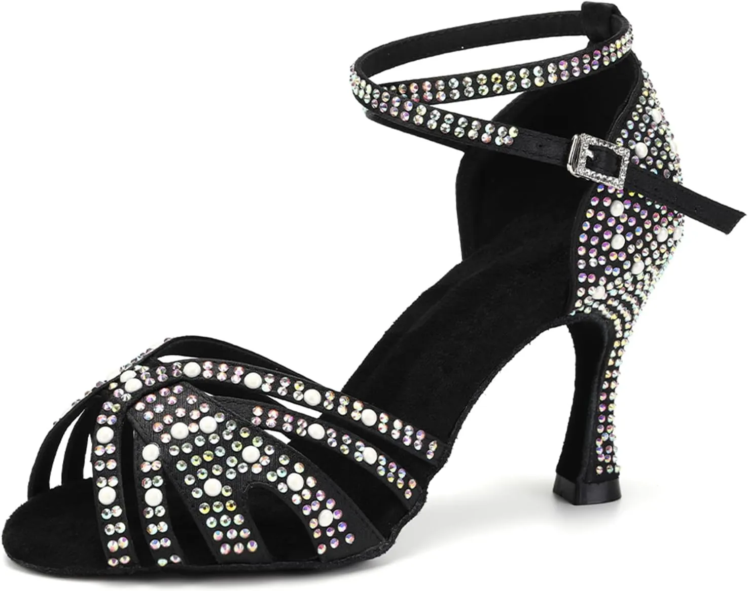 SWDZM Rhinestones Ballroom Dance Shoes Women Sparkling Latin Salsa Practice Dancing Shoes