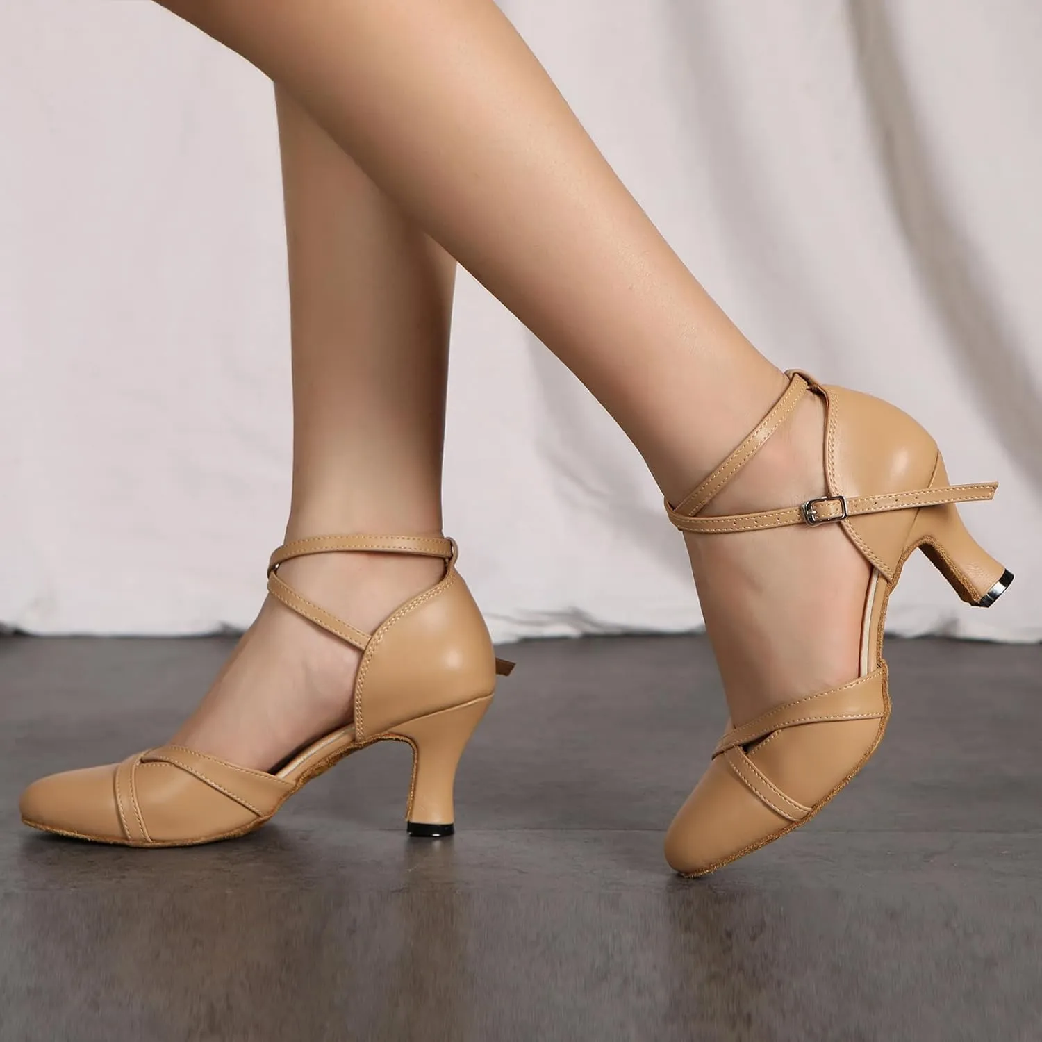 SWDZM Women Ballroom Dance Shoes Closed Toe Latin Salsa Tango Practice Dance Shoes