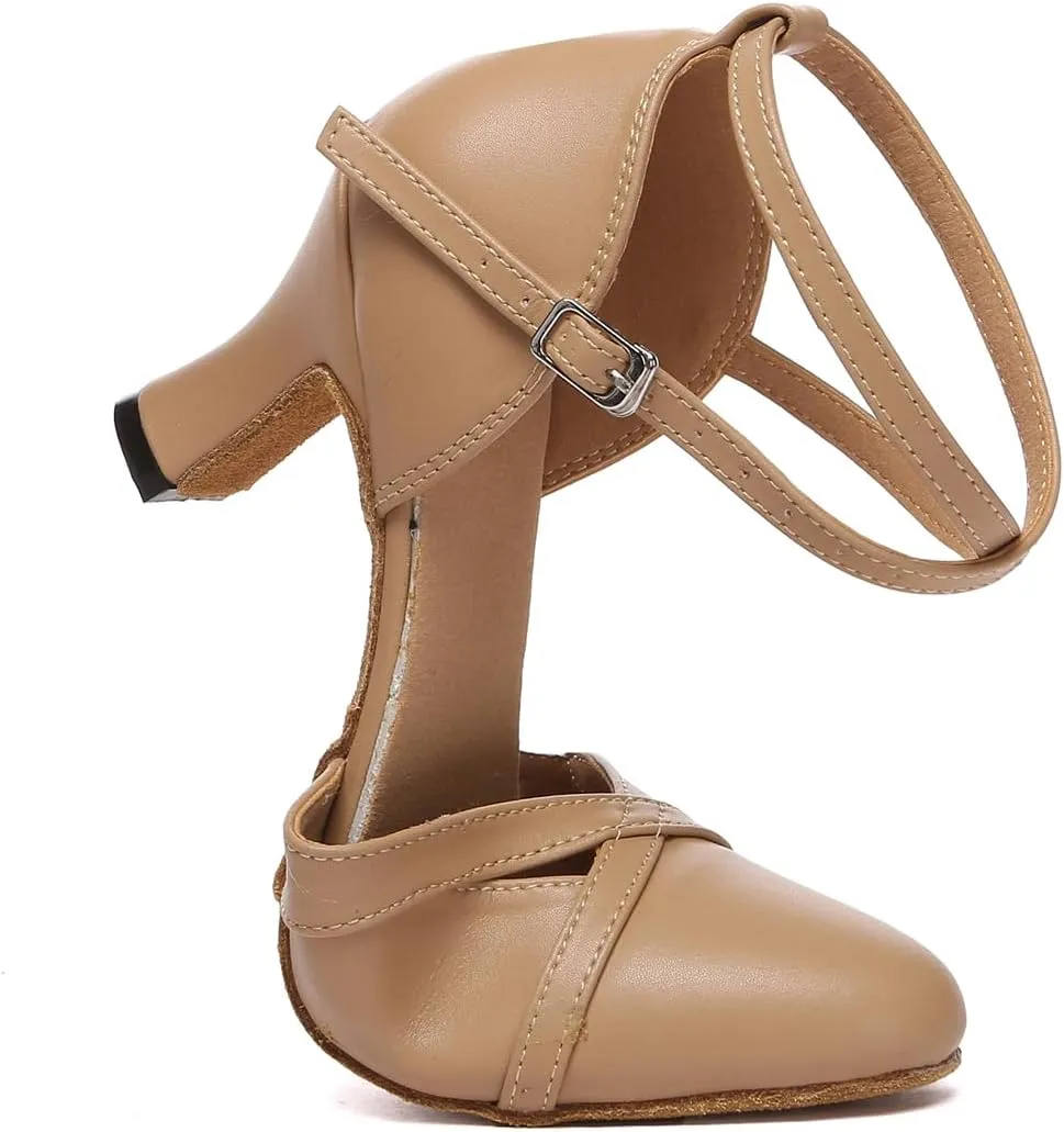 SWDZM Women Ballroom Dance Shoes Closed Toe Latin Salsa Tango Practice Dance Shoes