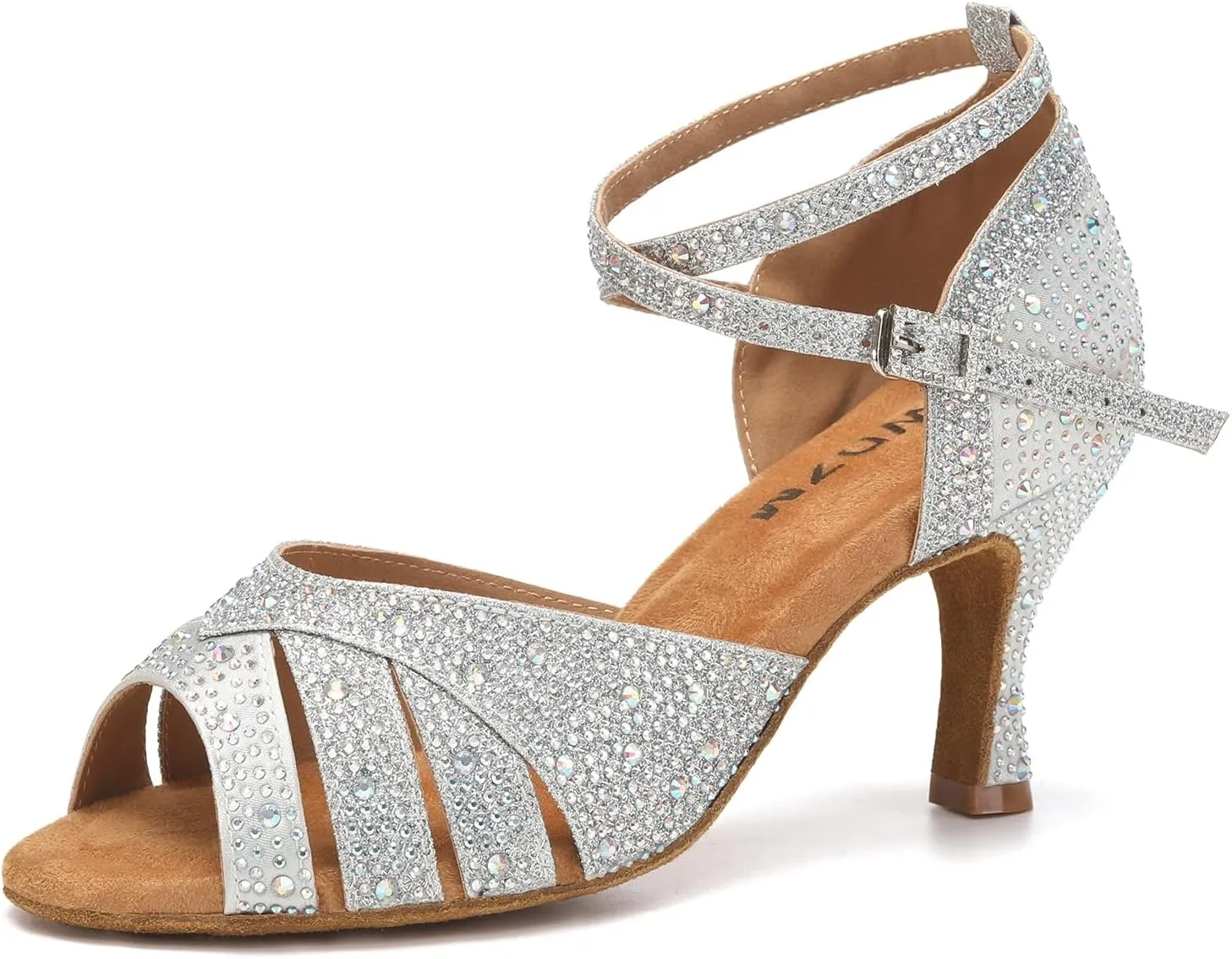 SWDZM Women Rhinestone Ballroom Dance Shoes Latin Salsa Performance Dancing Shoes