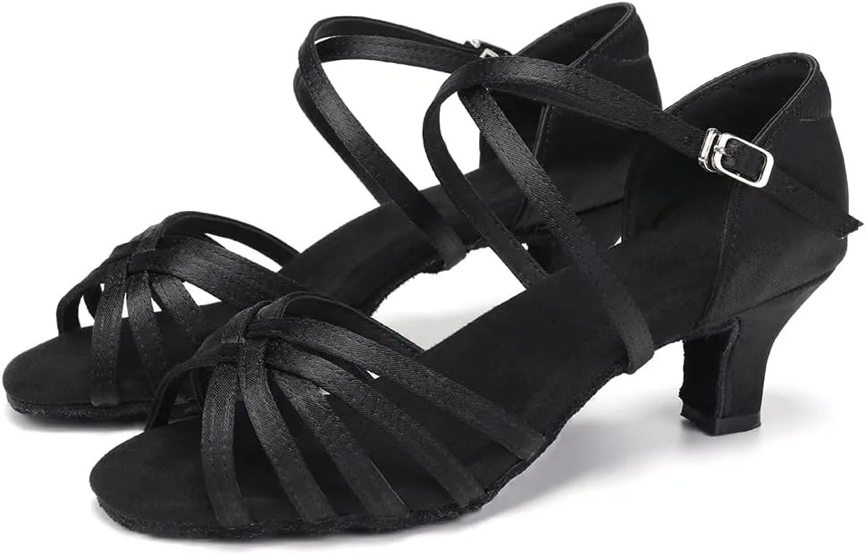 SWDZM Women's Ballroom Dance Shoes Satin Latin Salsa Professional Practice Dancing Shoes