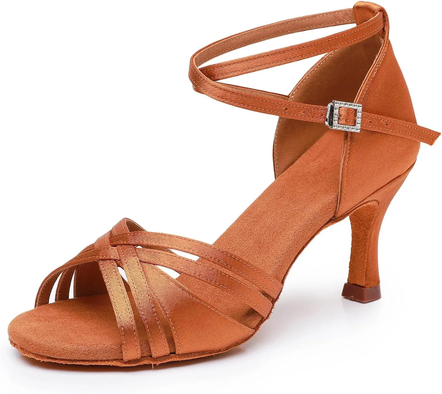 SWDZM Women's Ballroom Dance Shoes Satin Latin Salsa Tango Practice Performance Dancing Shoes,Model EM L3049
