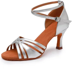 SWDZM Women's Ballroom Dance Shoes Satin Latin Salsa Tango Practice Performance Dancing Shoes,Model EM L3049