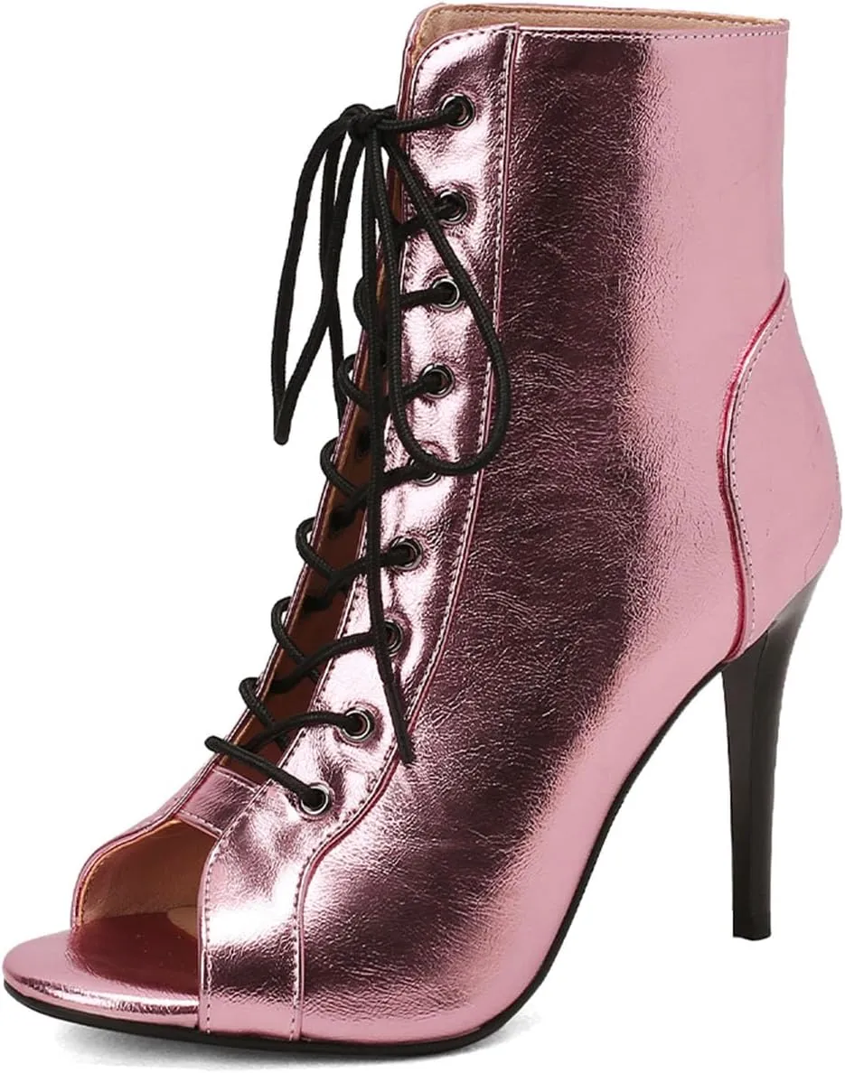 SWDZM Women's Ballrooom Dance Boots Salsa Dancing Boots Women Latin Ballroom Ankle Dance Shoes,Model DS9676