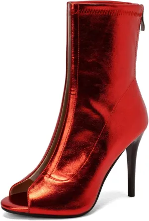 SWDZM Women's Ballrooom Dance Boots Salsa Dancing Boots Women Latin Ballroom Ankle Dance Shoes,Model DS9676