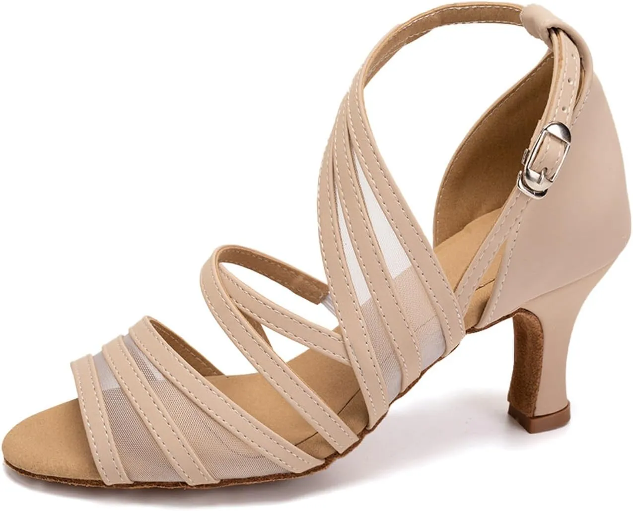 SWDZM Women's Latin Dance Shoes Open Toe Salsa Ballroom Net Yarn Dance Shoes,Model-L300
