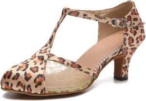 SWDZM Women's Latin Dance Shoes T-Strap Ballroom Tango Character Performance Practice Dancing Shoes,Model-YCL520
