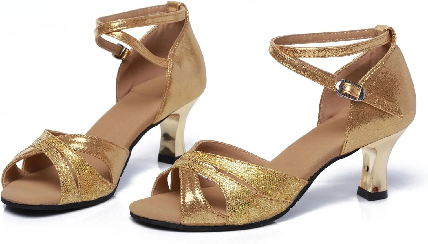 SWDZM Women's Open Toe Latin Dance Shoes Sequins Salsa Batchata Ballroom Party Dancing Shoes