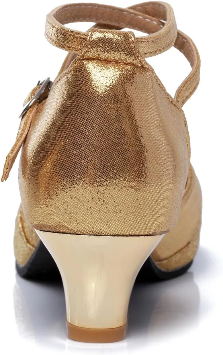 SWDZM Women's Open Toe Latin Dance Shoes Sequins Salsa Batchata Ballroom Party Dancing Shoes