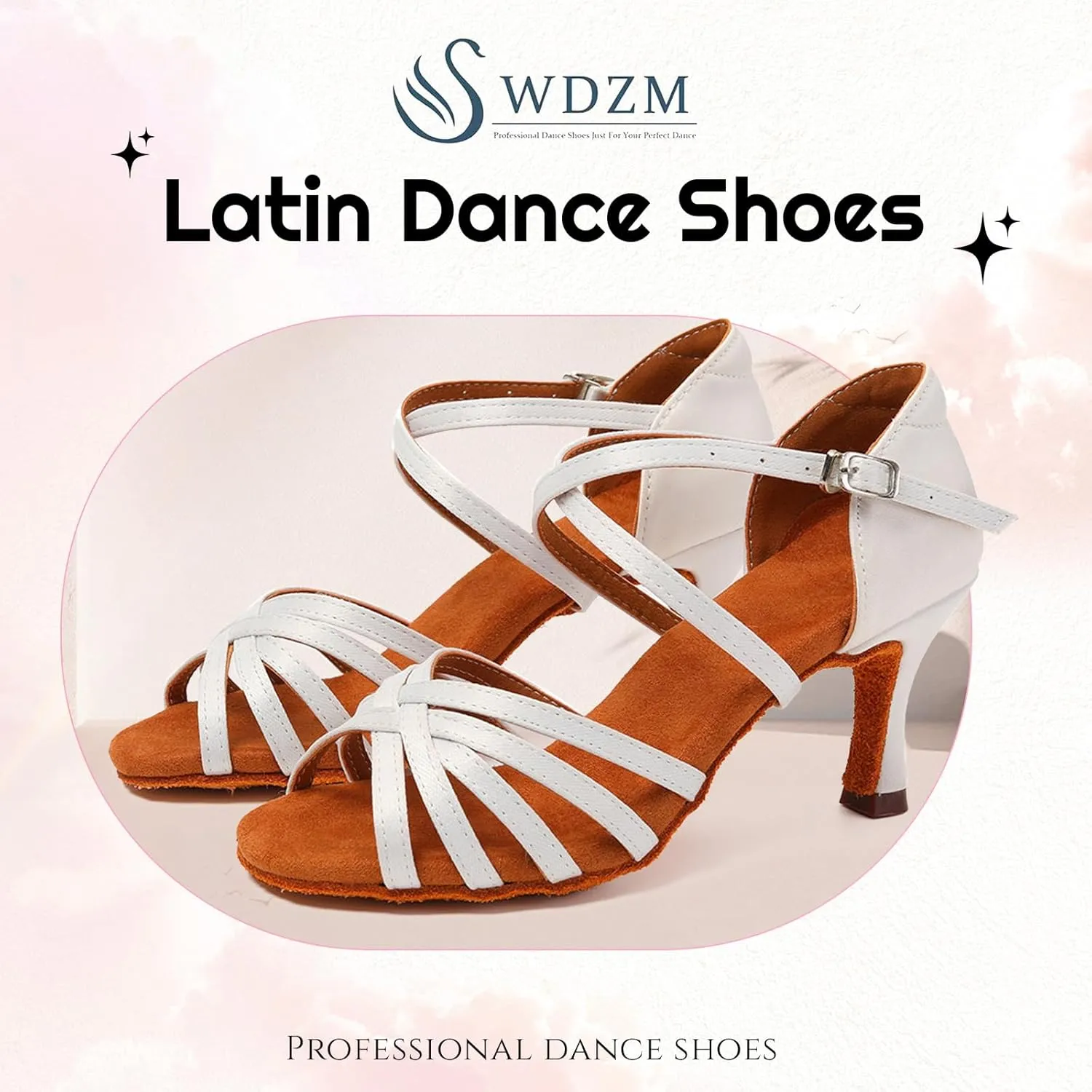 SWDZM Women's Satin Latin Dance Shoes Ballroom Salsa Waltz Performance Practice Dancing Shoes