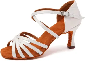 SWDZM Women's Satin Latin Dance Shoes Ballroom Salsa Waltz Performance Practice Dancing Shoes