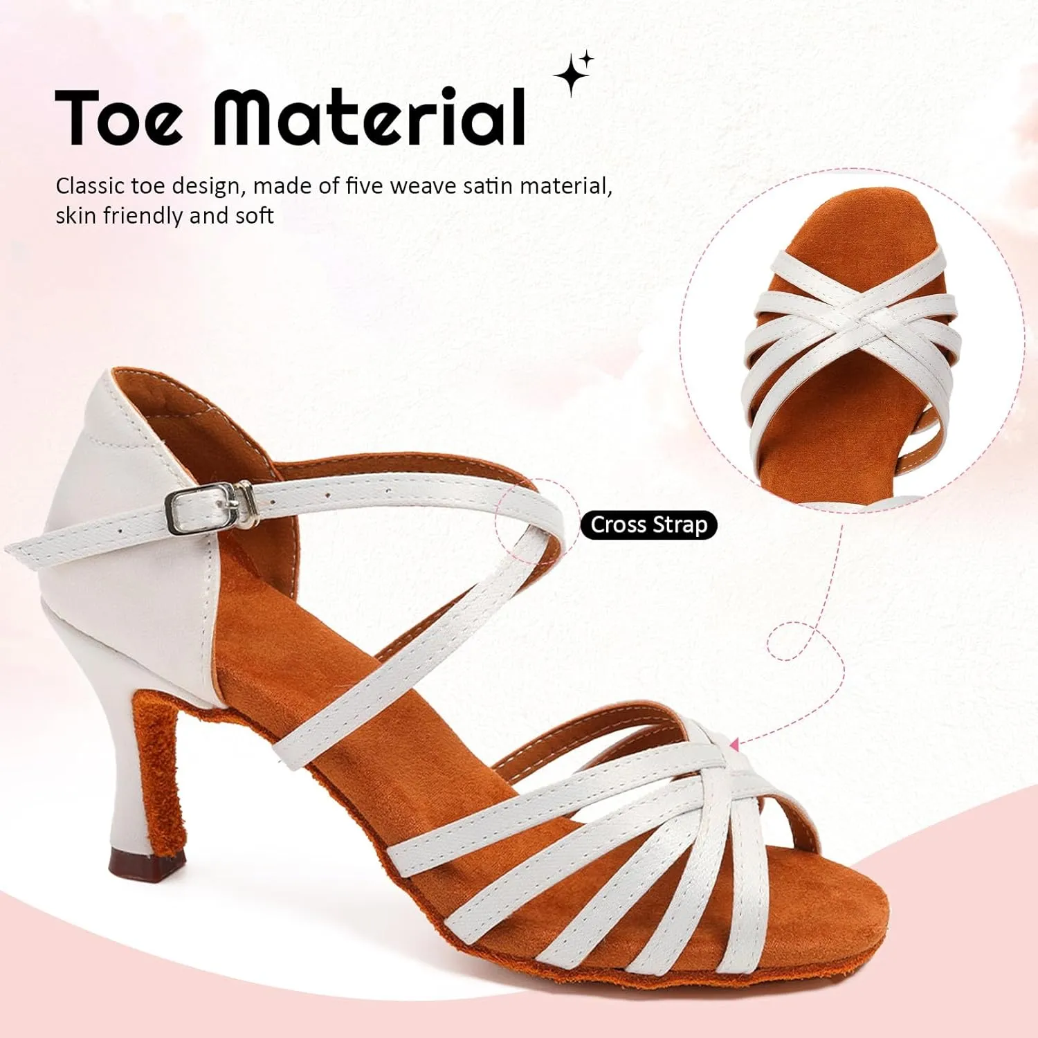 SWDZM Women's Satin Latin Dance Shoes Ballroom Salsa Waltz Performance Practice Dancing Shoes