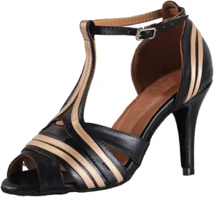 SWDZM Women's Standard Latin Dance Shoes Salsa Ballroom Wedding Performance T-Strap Shoes,Model-YCL020