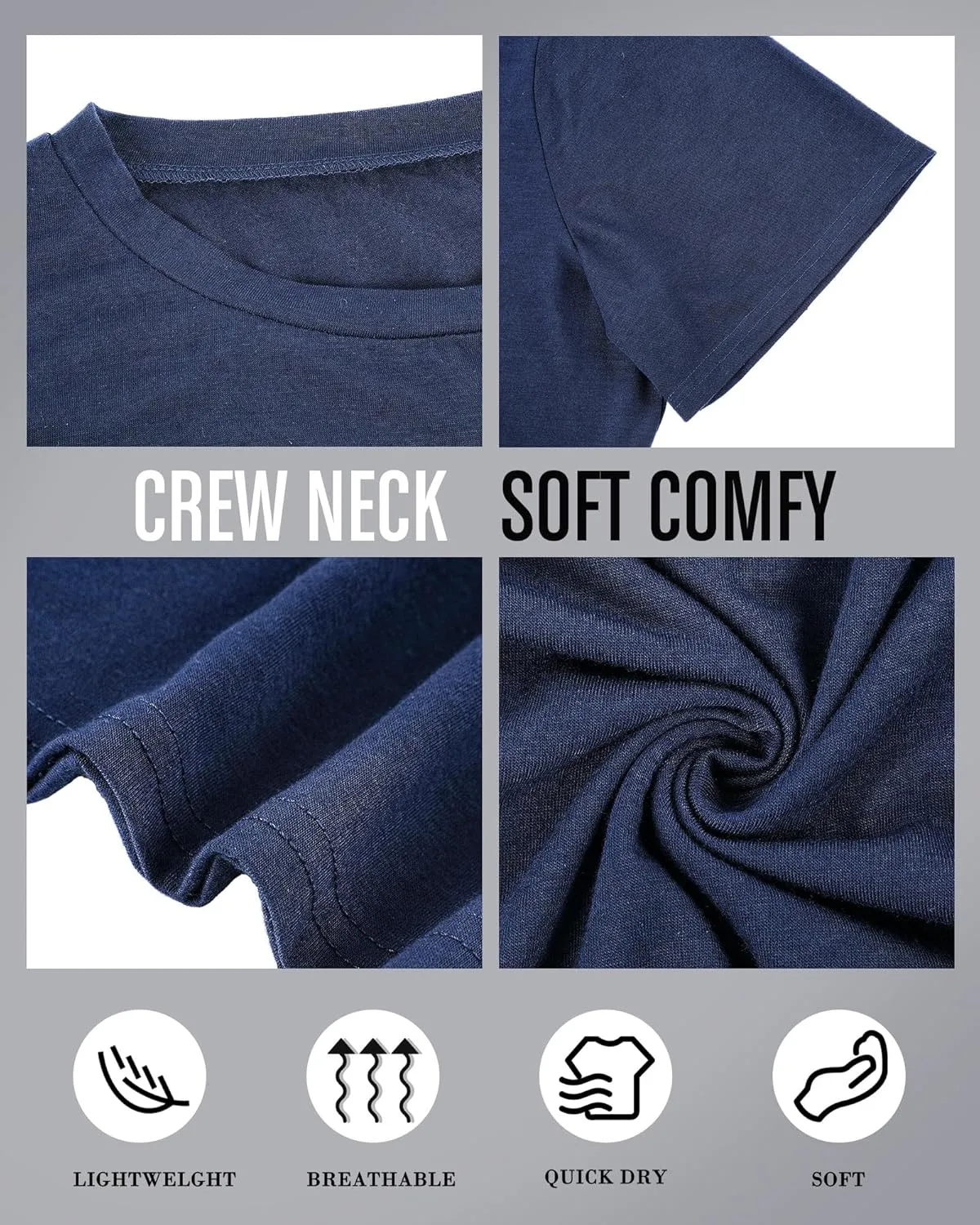 Taiyin 3 Pack Men's Big and Tall T-Shirt Short Sleeve Quick Stretch Drying Tops Crew Neck Summer Basic Soft Solid Shirts