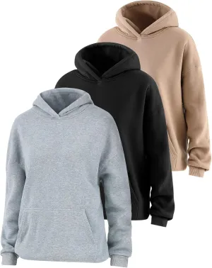 Taiyin 3 Pack Women's Oversized Hoodies Fleece Sweatshirts Long Sleeve Sweaters Fall Outfits with Pocket Pullovers Top