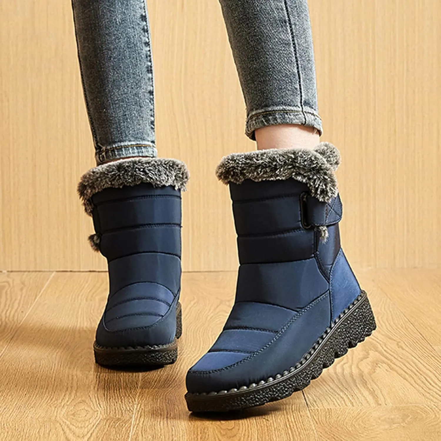 Tall Black Snow Boots for Women Women's Mid-Calf Waterproof Winter Snow Boots Women's Black Leather Winter Boots Womens Winter Snow Boots Waterproof Shoes Womens Leather Winter Boots Waterproof