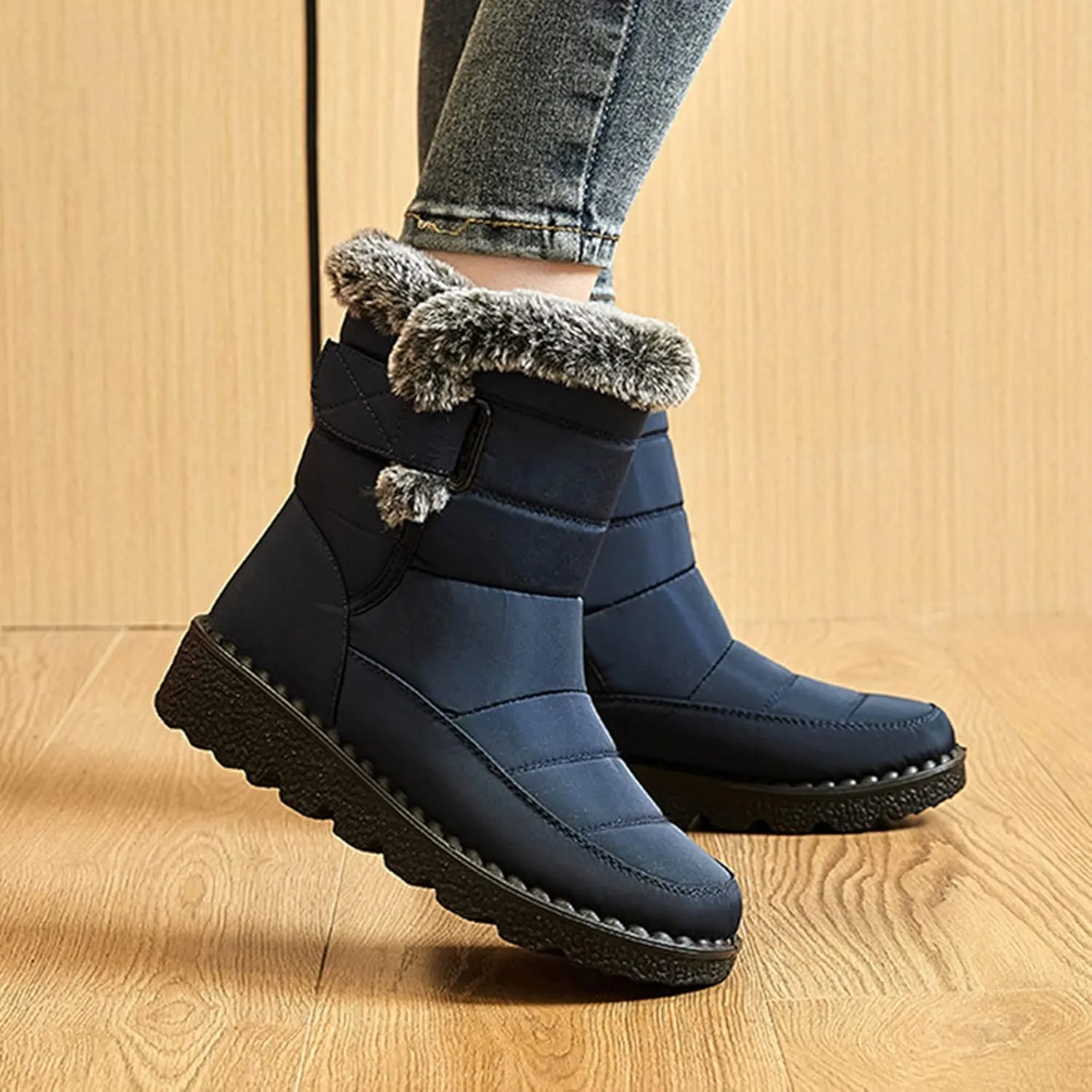 Tall Black Snow Boots for Women Women's Mid-Calf Waterproof Winter Snow Boots Women's Black Leather Winter Boots Womens Winter Snow Boots Waterproof Shoes Womens Leather Winter Boots Waterproof