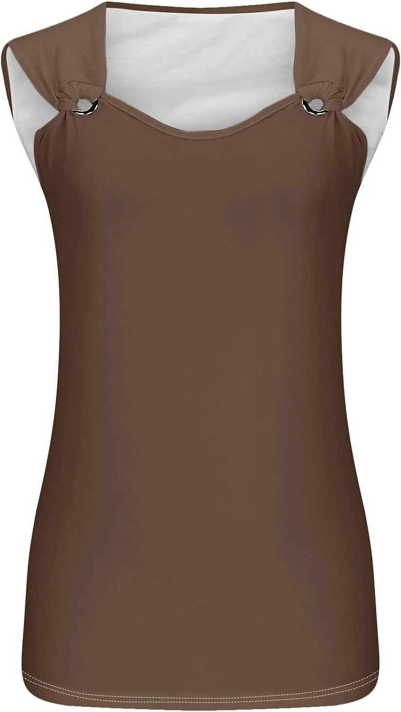 Tank Top for Women 2025 Dressy Casual Summer V Neck Sleeveless Camisole Ring Straps Loose Fit Workout Basic Shirts