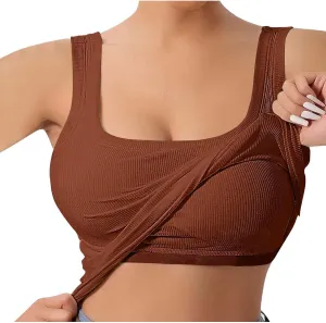 Tank Top with Built in Bra for Women Padded Sleeveless Camisole Tops 2025 Basic Sport Cami Tops Undershirts
