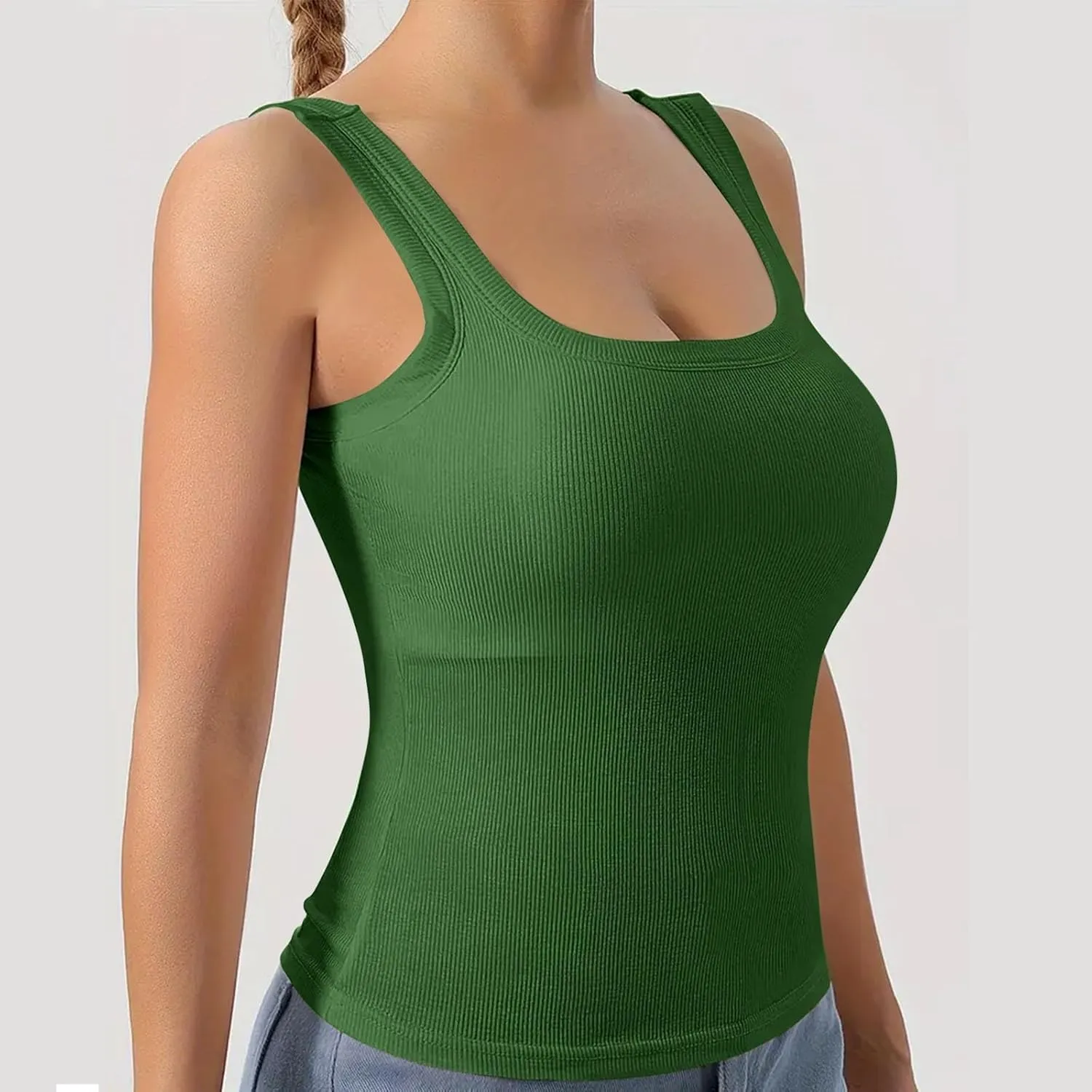 Tank Top with Built in Bra for Women Padded Sleeveless Camisole Tops 2025 Basic Sport Cami Tops Undershirts