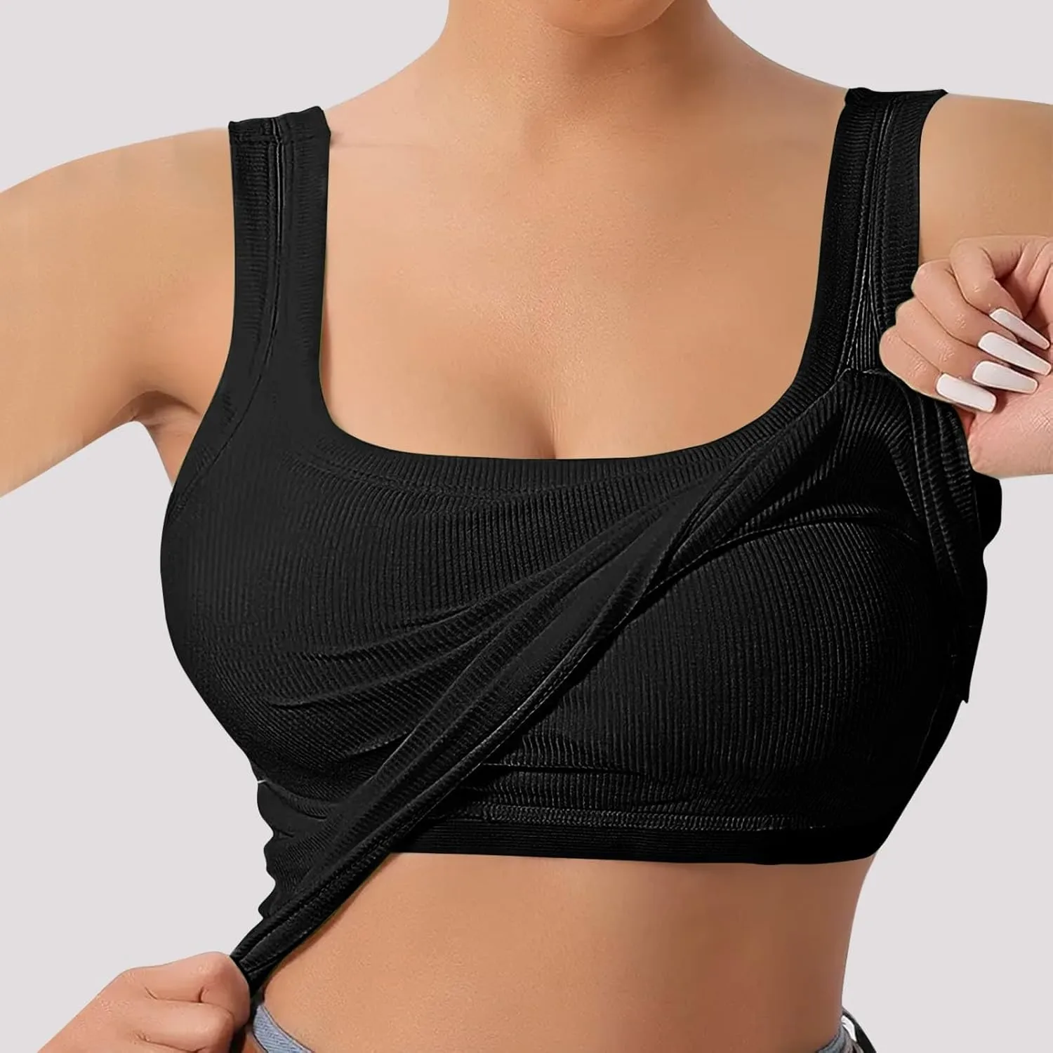 Tank Top with Built in Bra for Women Padded Sleeveless Camisole Tops 2025 Basic Sport Cami Tops Undershirts