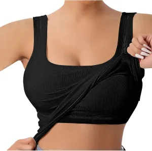 Tank Top with Built in Bra for Women Padded Sleeveless Camisole Tops 2025 Basic Sport Cami Tops Undershirts