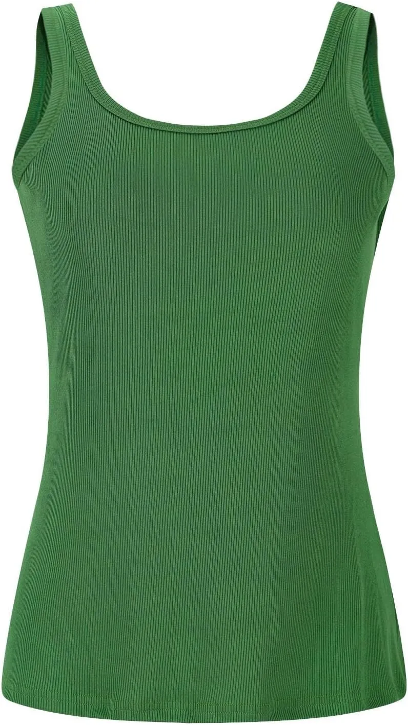 Tank Top with Built in Bra for Women Padded Sleeveless Camisole Tops 2025 Basic Sport Cami Tops Undershirts