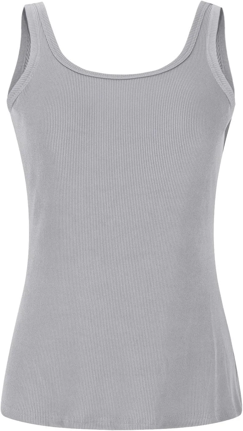 Tank Top with Built in Bra for Women Padded Sleeveless Camisole Tops 2025 Basic Sport Cami Tops Undershirts