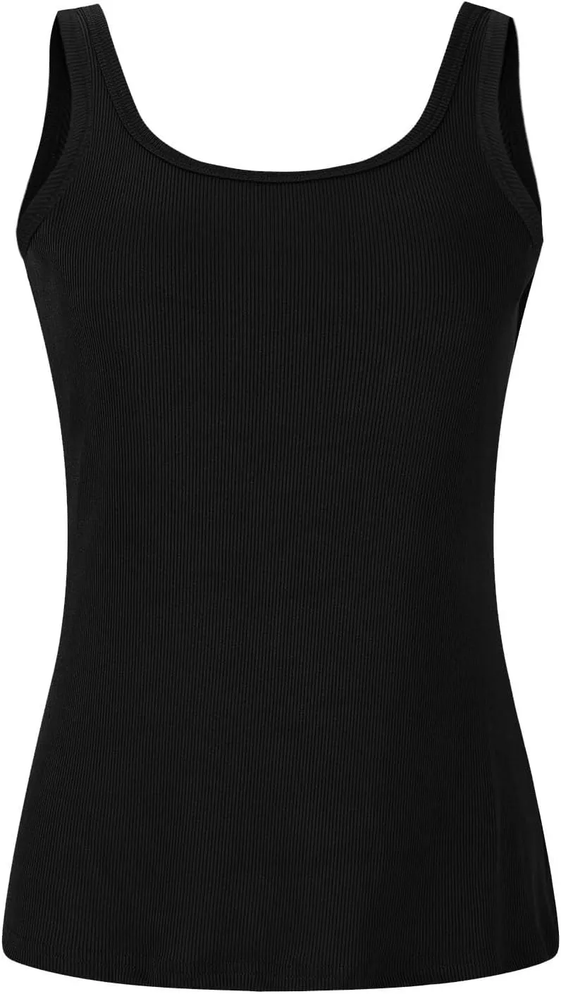 Tank Top with Built in Bra for Women Padded Sleeveless Camisole Tops 2025 Basic Sport Cami Tops Undershirts