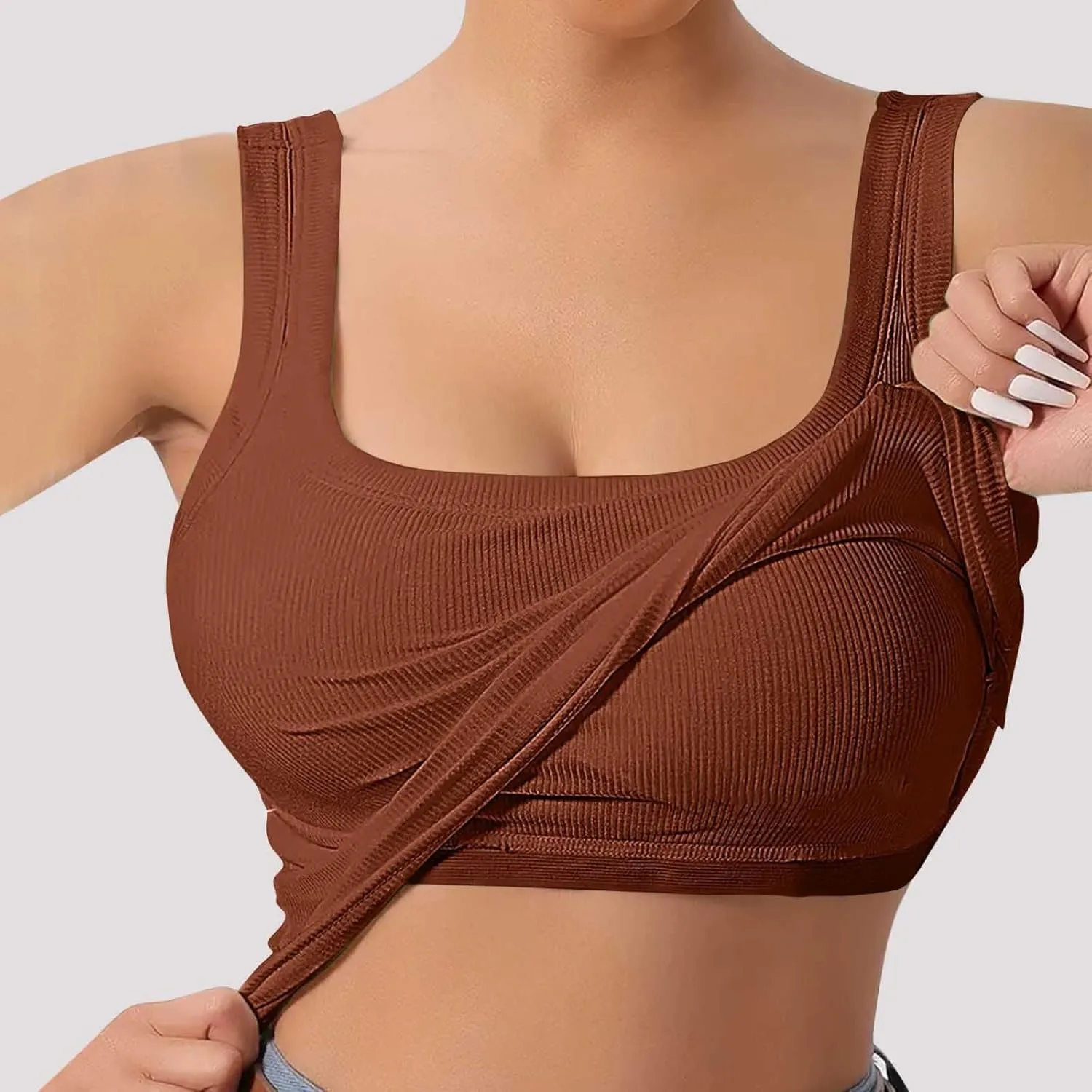 Tank Top with Built in Bra for Women Padded Sleeveless Camisole Tops 2025 Basic Sport Cami Tops Undershirts