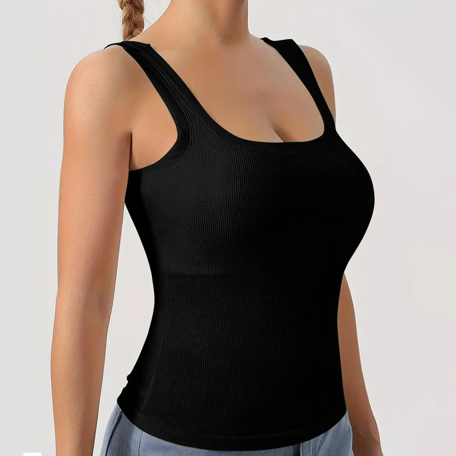 Tank Top with Built in Bra for Women Padded Sleeveless Camisole Tops 2025 Basic Sport Cami Tops Undershirts