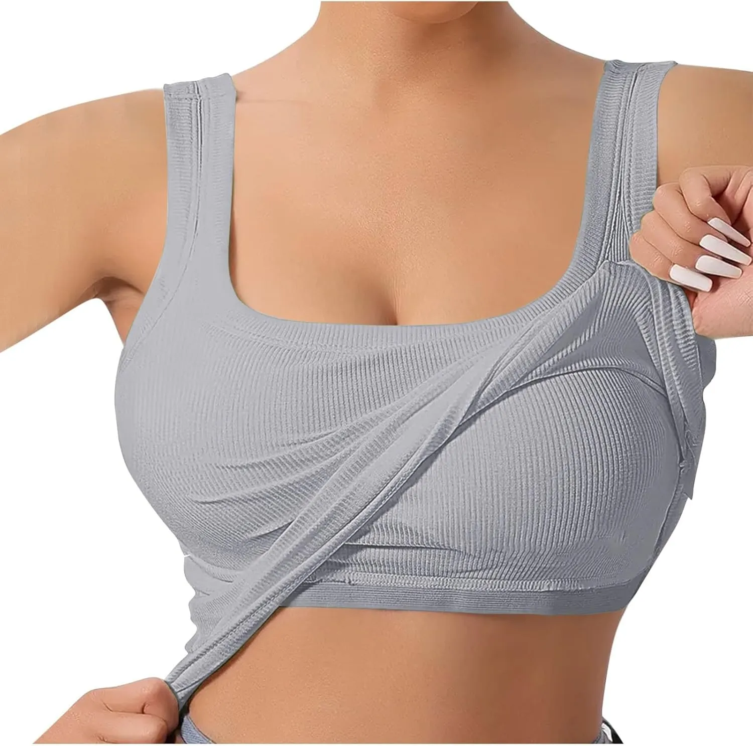 Tank Top with Built in Bra for Women Padded Sleeveless Camisole Tops 2025 Basic Sport Cami Tops Undershirts