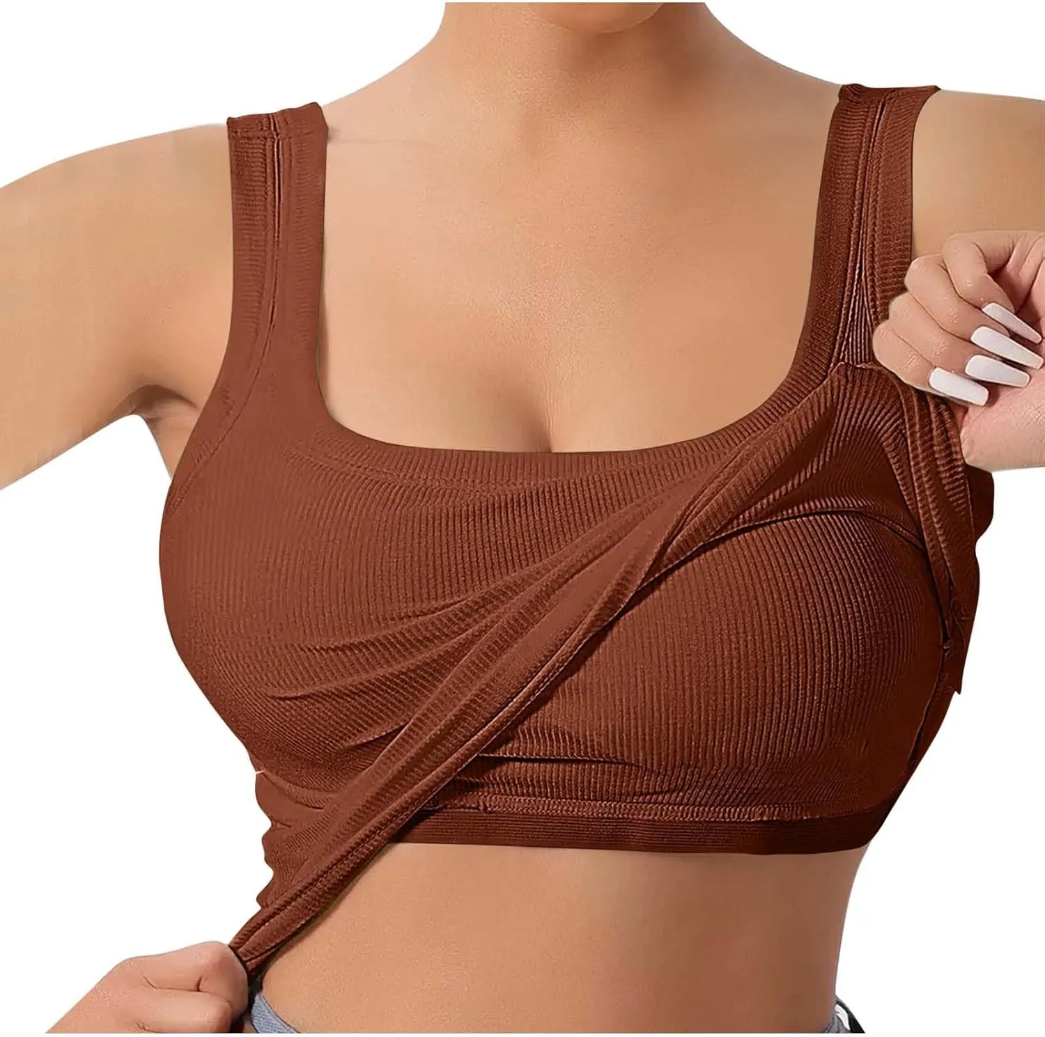 Tank Top with Built in Bra for Women Padded Sleeveless Camisole Tops 2025 Basic Sport Cami Tops Undershirts