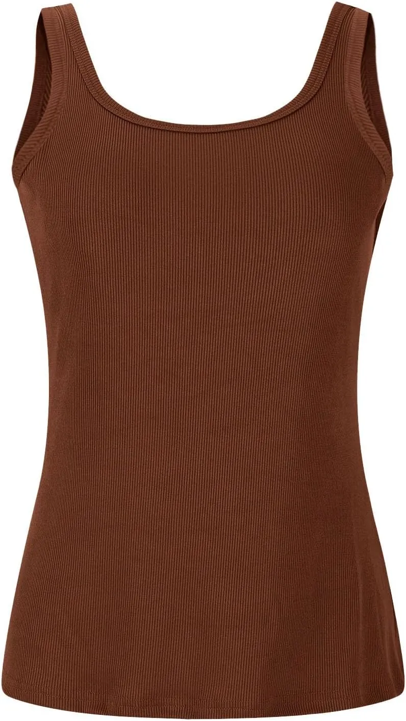 Tank Top with Built in Bra for Women Padded Sleeveless Camisole Tops 2025 Basic Sport Cami Tops Undershirts