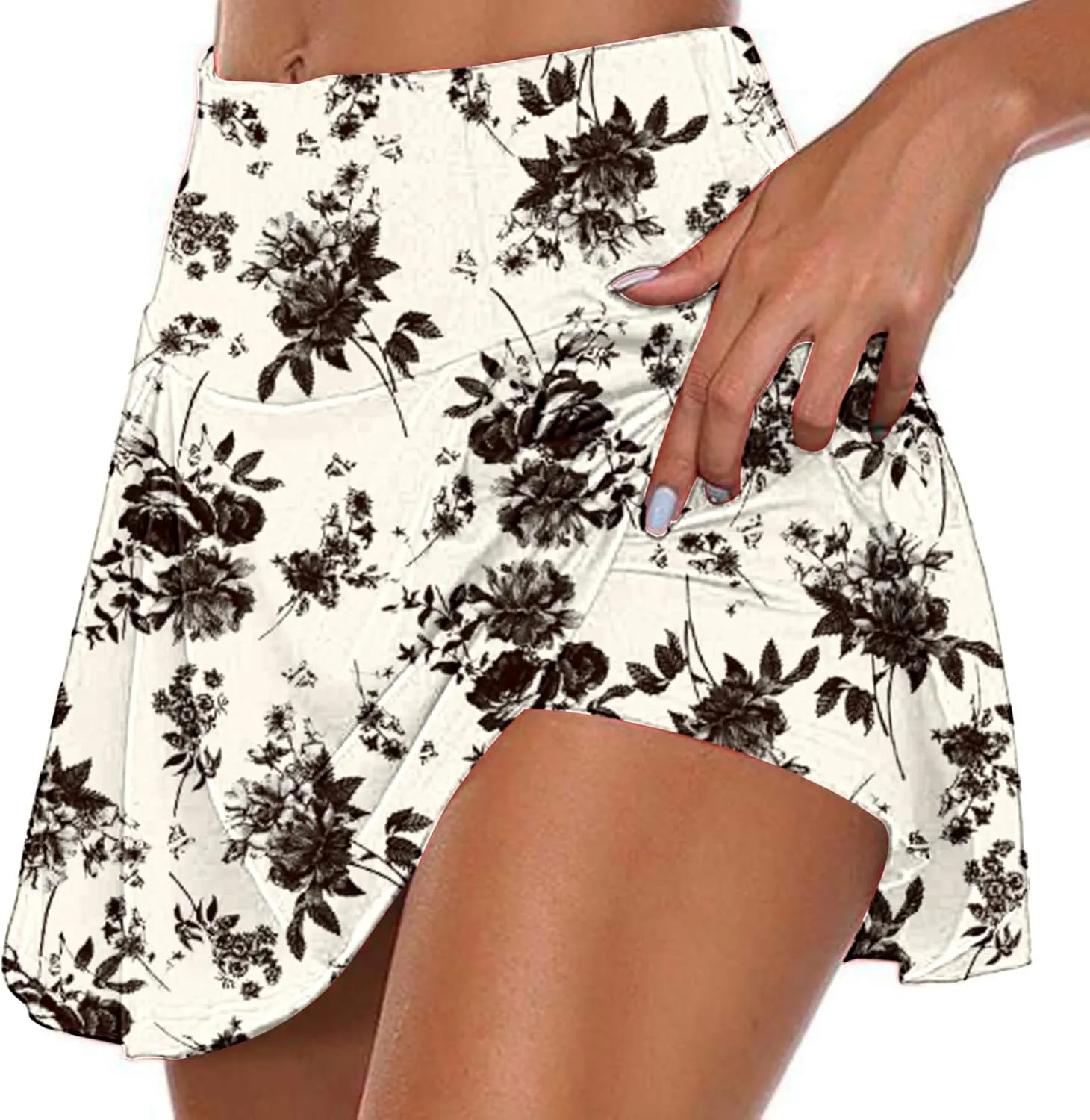 Tennis Skirts For Women With Shorts Lounge 2024 Printed Mid Rise Workout Shorts False 2 Piece Sets Loose Fit Shorts