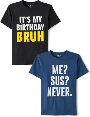 The Children's Place Boys' Assorted Everyday Short Sleeve Graphic T-Shirts, Multipack