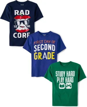 The Children's Place Boys' School Days Short Sleeve Graphic T-Shirts, Multipack