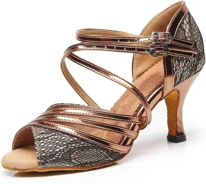 TINRYMX Women Latin Dance Shoes Ballroom Party Salsa Dance Performance Practice Dance Shoes High Heel