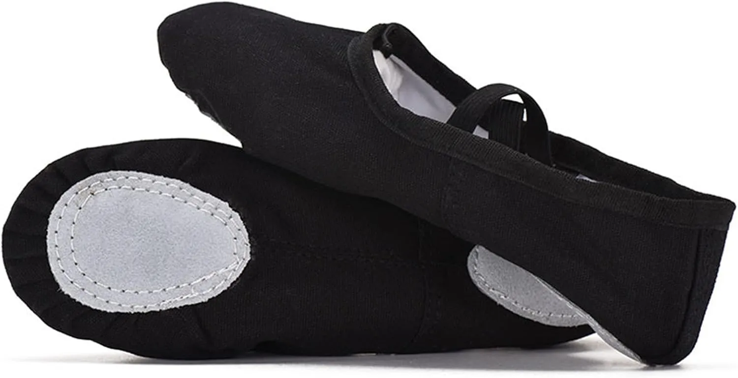 Toddler Ballet Shoes, Soft Leather Ballet Slippers, Ethnic No-Tie Ballet Shoes Dance Yoga Shoes for Big Girls