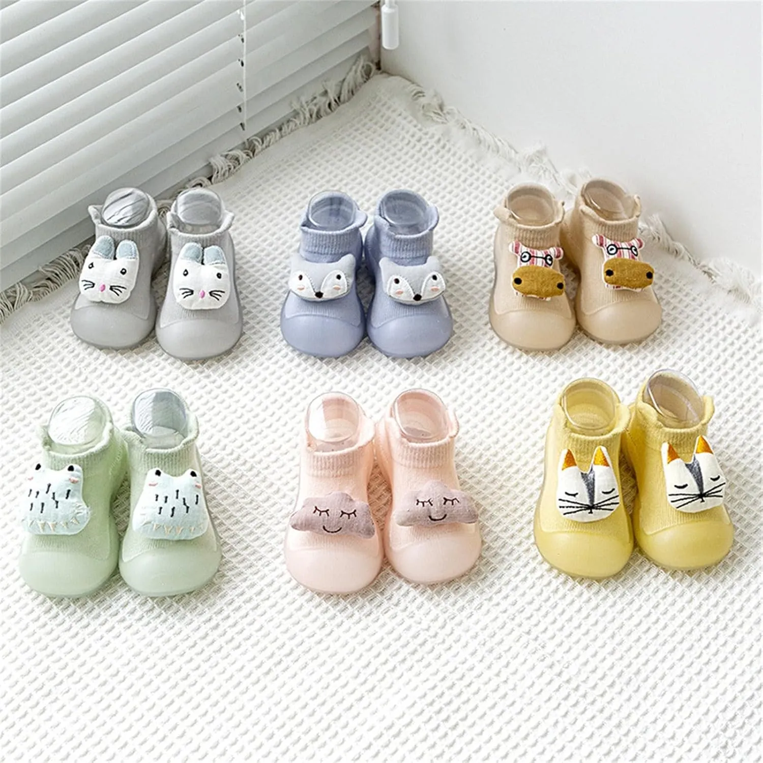 Toddler Sock Shoes Baby First Walking Shoes Animal ?tyle House Slippers Kids Closed-Toe Slip On Canvas Sneaker
