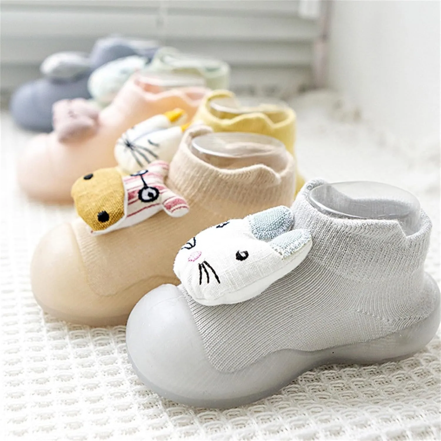 Toddler Sock Shoes Baby First Walking Shoes Animal ?tyle House Slippers Kids Closed-Toe Slip On Canvas Sneaker