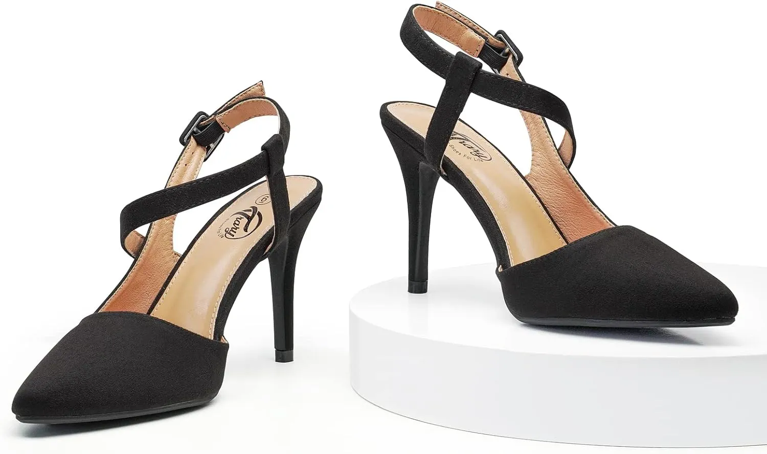 Trary Womens High Heels Pointed Toe Slingback Heels for Women Sexy Stiletto Heels Buckle Ankle Strap Closed Toe Office Party Prom Wedding Dress Pumps Shoes